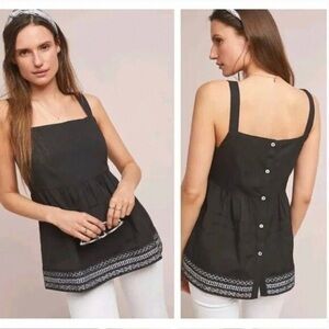 Black Sleeveless Top with Button Back